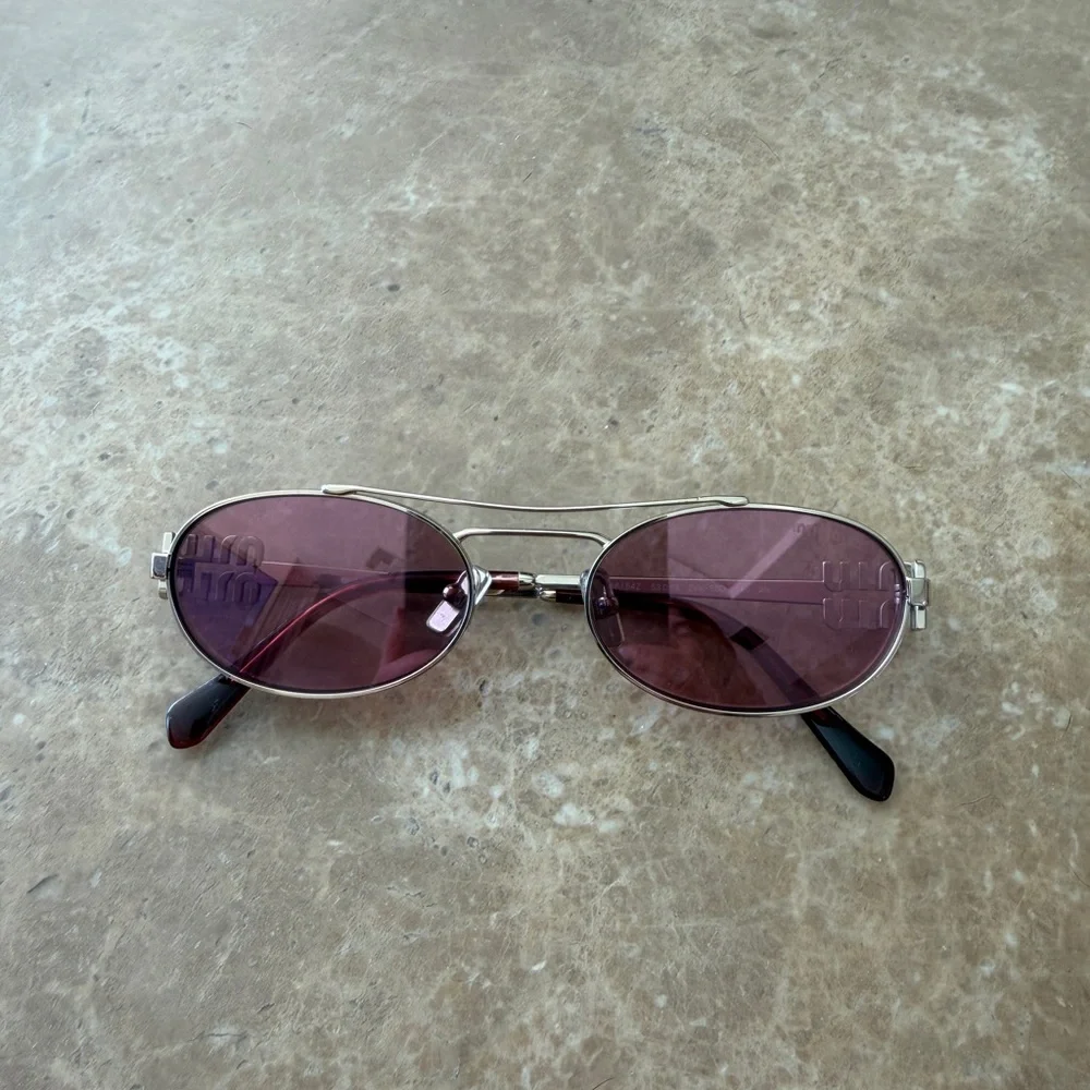 Miu Miu Gold Frame Sunglasses with Pink Lenses - Picture 2 of 6